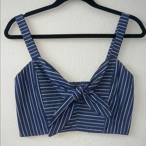Striped Blue Bow Tie Crop Top